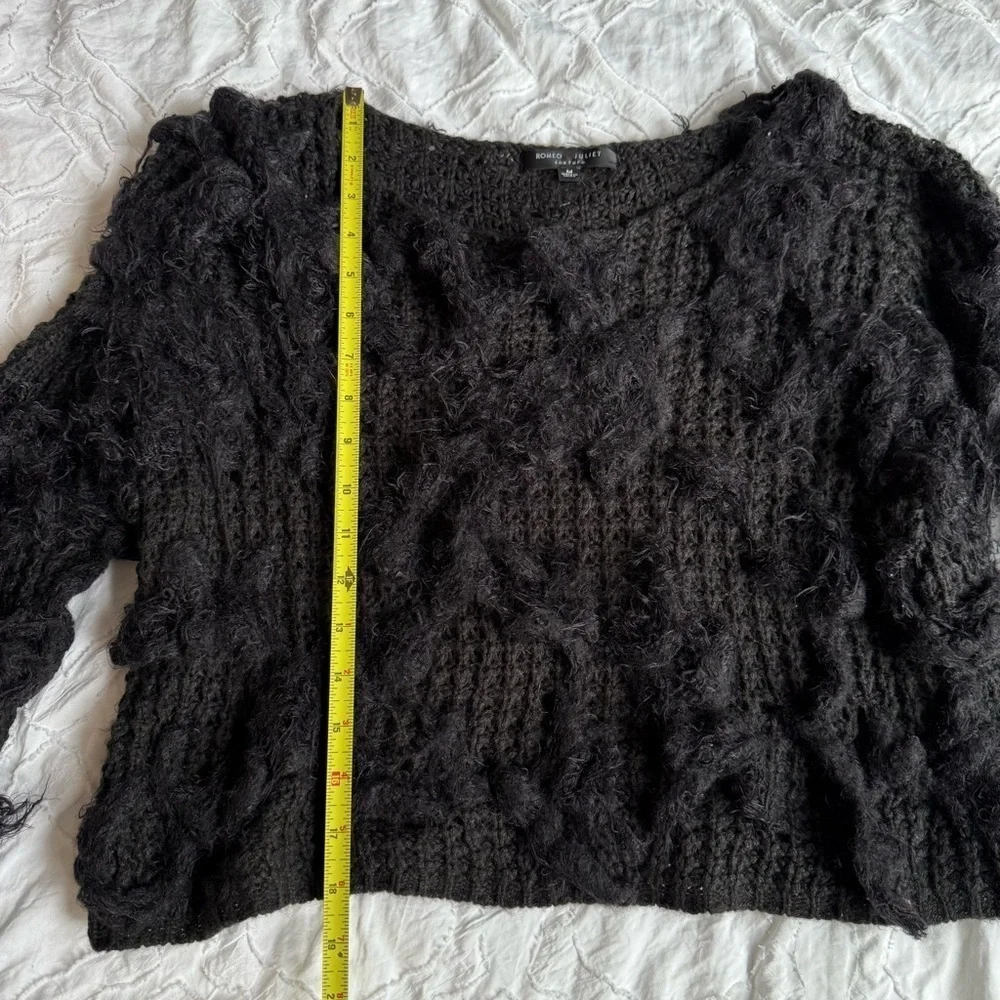 Romeo and Juliet Couture Women's Black Fuzzy Sweater - Picture 4 of 11